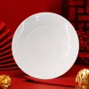 White ceramic plates, simple household dinner plates, round serving plates, large flat plates Specification image